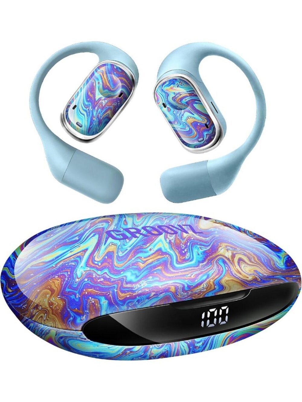 Wireless Open-Ear Bluetooth Headphones with Battery Display - Multi-Point